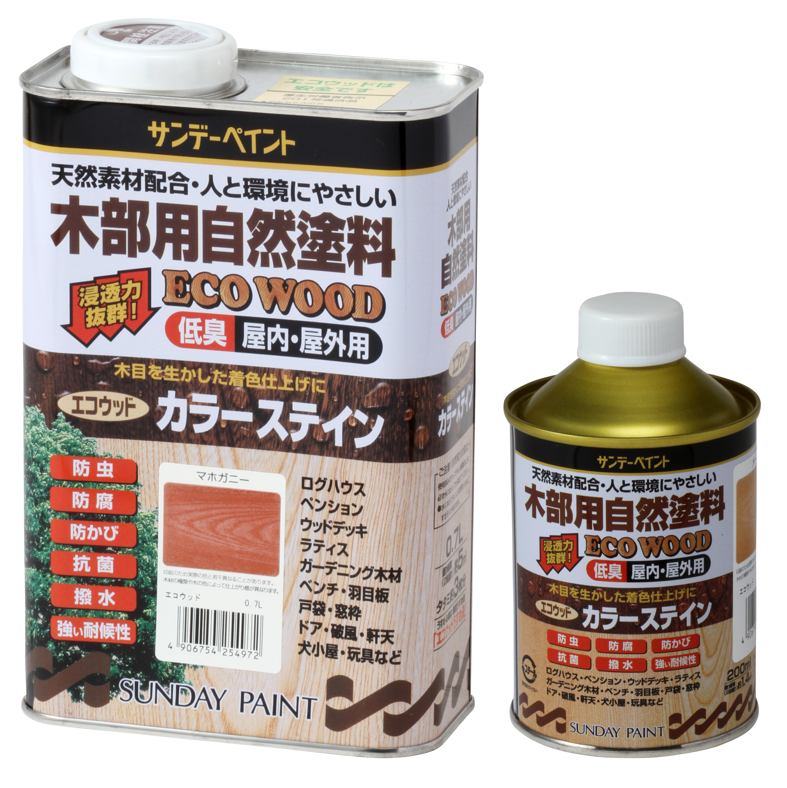 ブランドのギフト サンデーペイント エコウッドカラーステイン 〈天然樹脂塗料〉 ウォルナット 700ml 屋内外木部用塗料 木部用自然塗料 